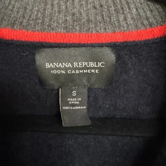 Banana Republic Cashmere Navy Quarter Zip Soft Mock Neck Sweater Classic Small